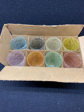 Vintage 8 SPAGHETTI STRING GLASSES TUMBLERS COLOR CRAFT SHAT R PRUF 2