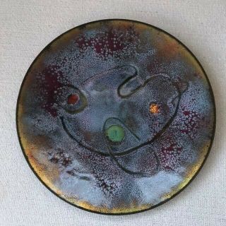 Artist Furst Signed Mid Century Modern Enamel On Copper 8 " Plate