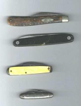 Four (4) Vintage Pocket Knives - Case,  Kracsel (?),  Ed. ,  Wusthgf,  3 Blade Medal