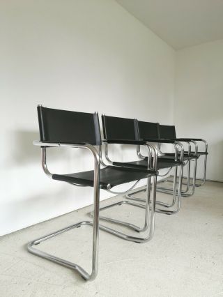Mid - Century Style Chairs Set Of 4 Cantilever Mateo Grassi,  Marcel Breuer Style