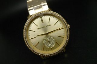 Old Stock Michael Kors Jaryn Mk3894 Gold Plated Quartz Women Watch