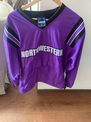 Vtg Men’s Adidas Northwestern Wildcats Purple Pullover Windbreaker Jacket Sz M