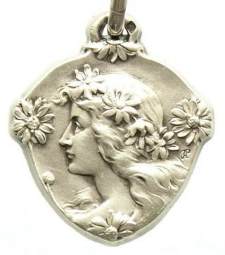 Vintage Sterling Silver Art Nouveau Pendant The Elegant & Charming Lady