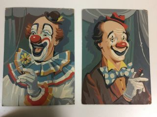Clowns - Paint By Number Paintings - Set Of 2 1960 