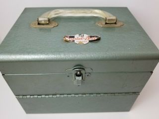 Vintage Crystal Brite Movie Reel Storage Case Metal Box 1950’s 8.  5 " X6.  5 " X6.  5 "