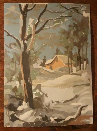 Vintage Paint - By - Number Winter Landscape 14 " X 10 " Unframed