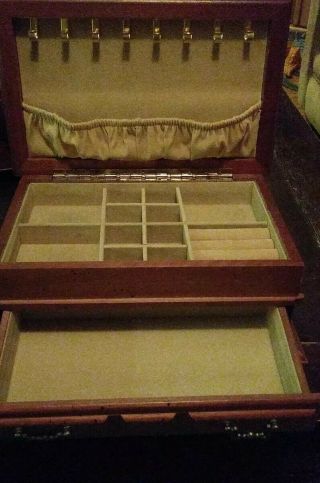 Vintage 1970s Montgomery Ward Marble Top Wood Wooden Jewelry Box With Drawer