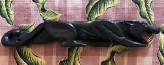 Vintage Hand Carved Wood Black Panther Tiki Retro 1960s Mid Century Wall Hanging