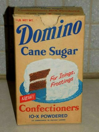 Rare Antique Vtg 1940s - 50s Domino Cane Sugar Box Confectioners 10 - X Powdered 1lb