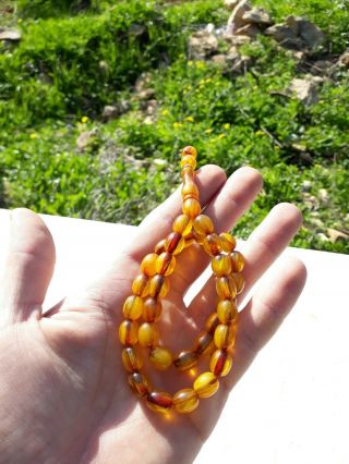 Vintage German Amber Rosary Islamic Prayer 33 Beads Misbaha Tasbih 24grm Fine