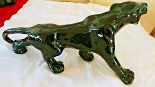 Vintage Large Black Panther Ceramic Figurine Art Deco Mid Century 22”L x 10 