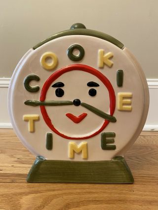 Vintage Cookie Jar Classics By Jonal Cookie Time Clock Style Porcelain