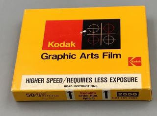 Kodak Graphic Arts Ortho Film 50 Sheets Type 3 4x5 2556 07/1980