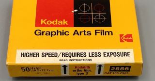 Kodak Graphic Arts Ortho Film 50 Sheets Type 3 4x5 2556 07/1980 3