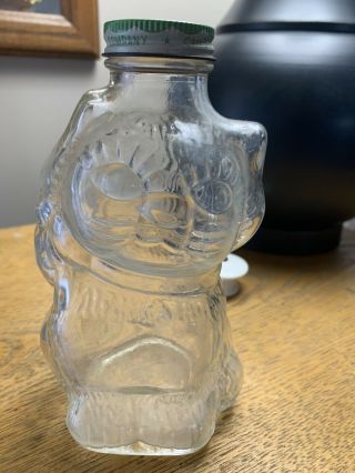 Rare Cat / Kitten Vintage Grapette Family Beverage Syrup Glass Jar Bottle Bank