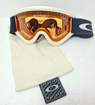 Vintage Oakley O - Frame Ski Snowboard Goggles Beige Frame Orange Lens Retro 80’s