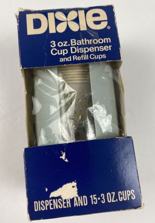 Vtg Dixie Blue 3oz Bathroom Cup Dispenser And Refill Cup Dispenser Wall Mount
