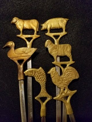 Vintage Turkish Stainless Steel / Brass Shish Kabob Skewers Set Of 6,  16 Inches