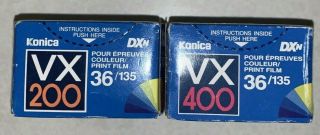 Konica Vx 400 & 200 Expired 35mm Color Camera Film 36/135 Color