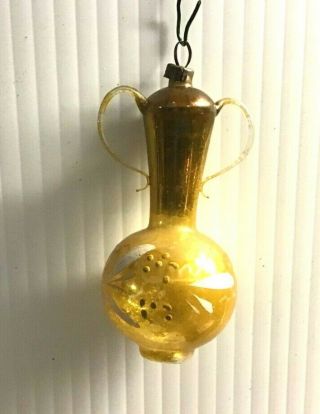Vintage Blown Glass Miniature Tea Pot/ Vase Style Christmas Ornament Great