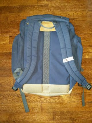 The North Face Hiking Backpack Leather Blue Canvas Label Rucksack Vintage style 2