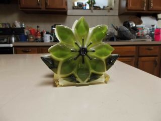 Vintage Green Flower Acrylic / Lucite Napkin Holder