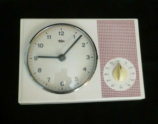 Vintage German Porcelain Electric Wall Clock With Timer