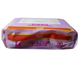 NIP Vintage Shur Fine ultra thin disposable unisex plastic diapers 30 pk size 1 2