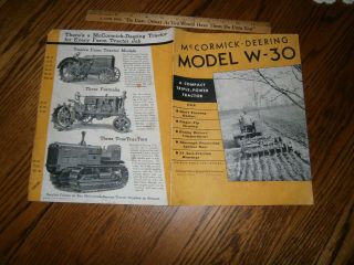 Vintage Mccormick Deering Model W 30 W - 30 Ih Company Brochure Estate Find