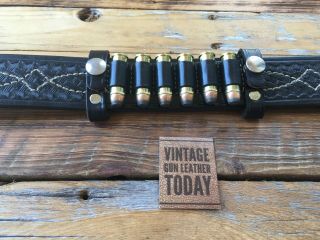 Vintage Alfonsos Black Leather Cartridge 2 " Belt Slide For 6.  44 Ammo Cartridges