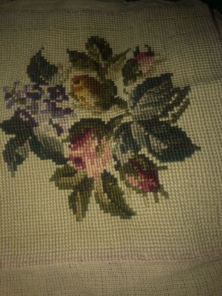 Vintage Floral Needlepoint Seat /footstool /pillow Cover -