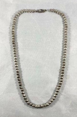 Vintage Taxco Sterling Silver Bead Necklace 48 Grams 20” Long