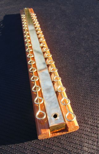 Vintage Folding Wood & Brass Neck Tie / Scarf / Belt Rack With 36 Hooks Closet