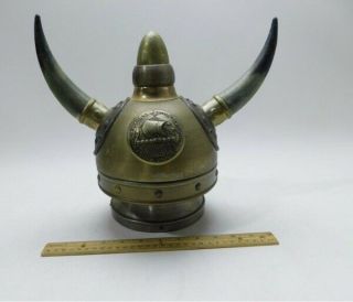 Viking Helmet Bar W/decanter And Shot Glasses Retro Mid Century Made In Japan