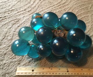 Vintage MCM Mid Century Teal Blue Lucite Acrylic Grapes Cluster Driftwood Huge 3