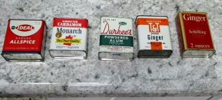 5 Vintage Advertising Spice Tin Cans Ideal Durkee 