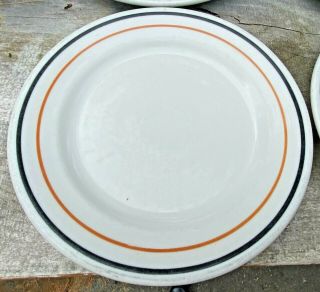 Vintage Shenango China Rimrol Restaurant Ware 6 Plates Black Orange Stripes 3