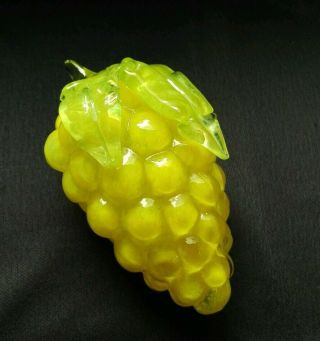 Glass Grape Cluster Hand Blown Table Decor Lemon Yellow Chartreuse Green
