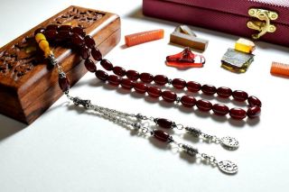 Handmade German Faturan Rosary Islamic Prayer 33 Beads Misbaha Tasbih 60 grm Red 4