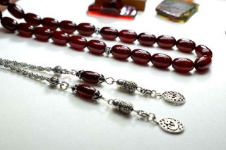 Handmade German Faturan Rosary Islamic Prayer 33 Beads Misbaha Tasbih 60 grm Red 5