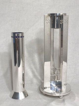 Swid Powell Italian Silver Plate Candle Holder & Vase By Richard Meier