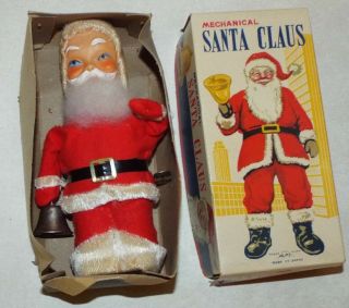 Vintage Mechanical Windup Santa Claus Toy With Box Alps Made N Japan Nr
