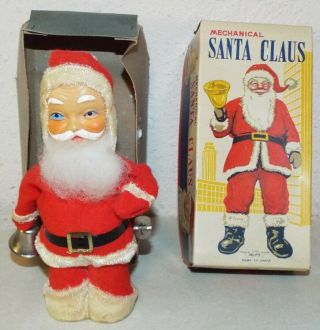 VINTAGE MECHANICAL WINDUP SANTA CLAUS TOY WITH BOX ALPS MADE N JAPAN NR 3