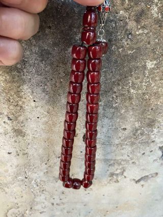 Handmade German Faturan Rosary Islamic Prayer 33 Beads Misbaha Tasbih 40grm Red