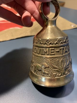 Vintage Brass Monastery Bell Latin “vocem Meam A Ovime Tangit "