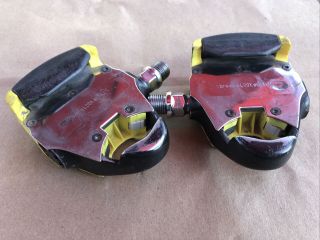 Vintage Mavic Racing Yellow Clipless Pedals Look Made In France