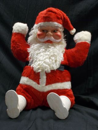 Vintage Large Stuffed Santa Doll,  24 " H,  13 " W 8 " D,  Rubber Face,  No Labels,  Vgc