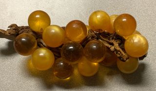 Vintage Retro Mid Century Large Lucite Acrylic White Amber Grapes Cluster Vine