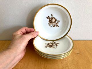 Set Of 4 Vintage Porcelain 5.  5 " Small Bowls,  Brown Rose,  Royal Copenhagen