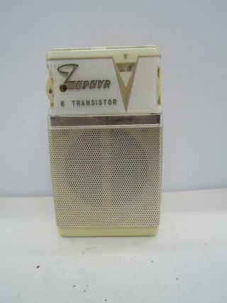 Zephyr Model Zr 620 White Am Radio Transistor 6 Vintage